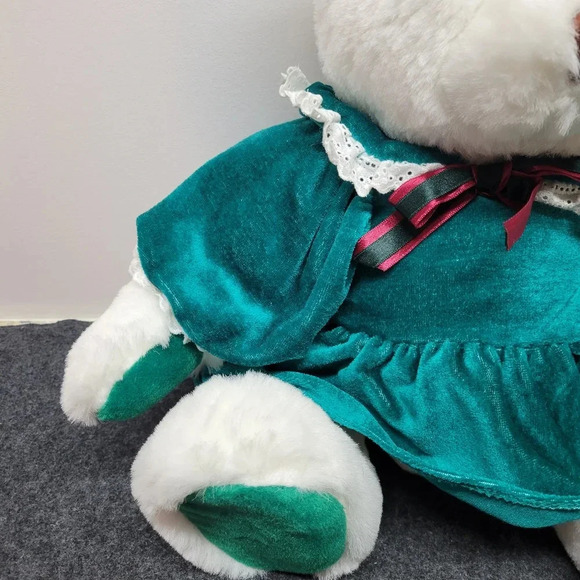 "Vintage T.L. Toys Loveable Holiday Friends Christmas Bear White Plush Girl Bear - Picture 7 of 15